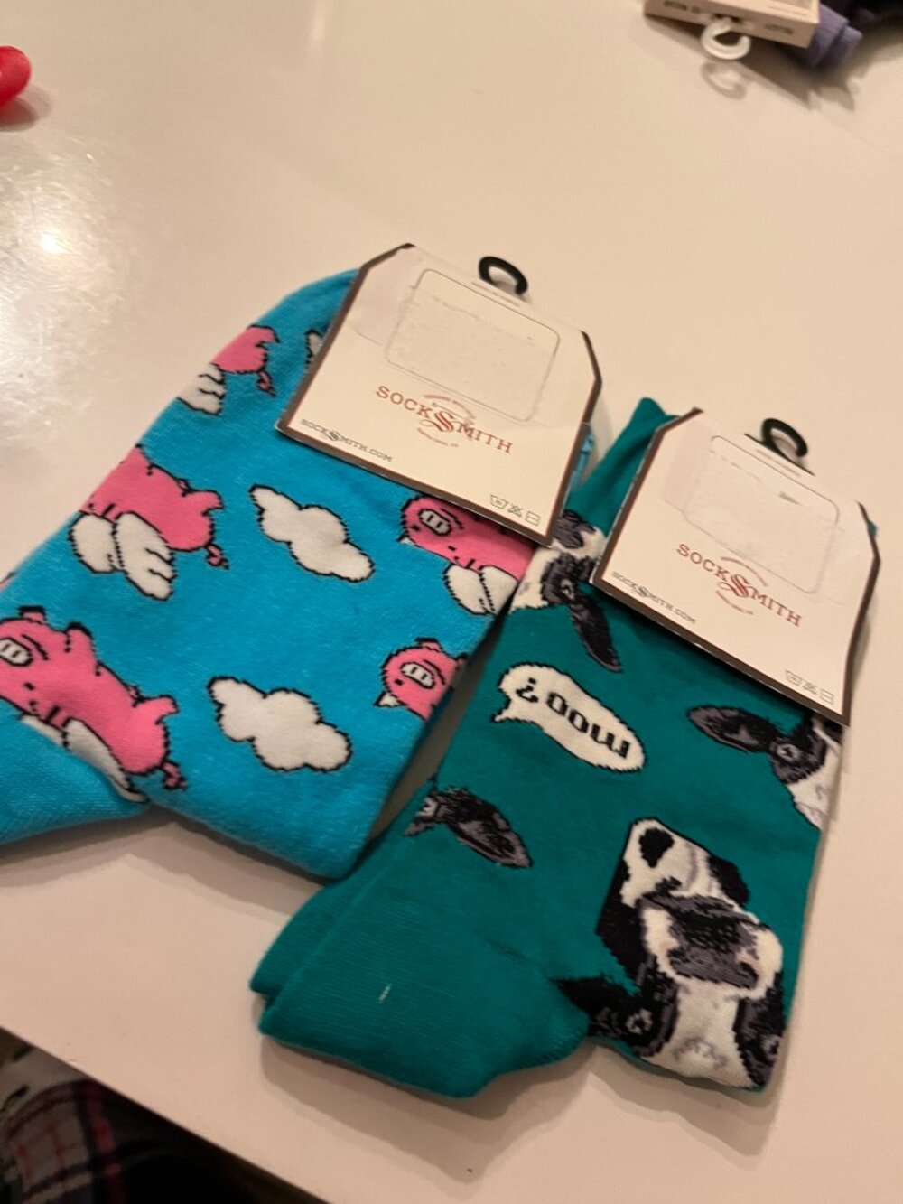 Animal‎ Print (Cow and Pig) Sock Smiths Women's Crew Socks (2 pairs / new)